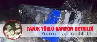 Tavuk Yüklü Kamyon Devrildi