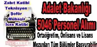 ADALET BAKANLIĞINA 5046 PERSONEL ALINACAK