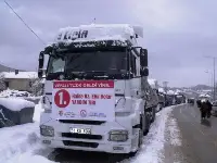 5 TIR'lık UN YARDIMI KARA KIŞA RAĞMEN GÖNDERİLDİ