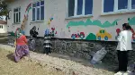 Mahalle Sakinleri Okulun Duvarlarına Renga Renk Resimler Yaptı