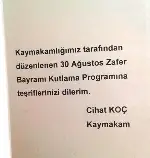 30 Ağustos Programı Açıklandı