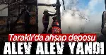 Taraklı'da ahşap deposu yandı