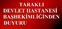 İLÇE DEVLET HASTANESİ BAŞHEKİMLİĞİNDEN DUYURU