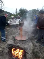 Aksu Mahallesinde Bağ Bozumu. Pekmezler Yapılıyor