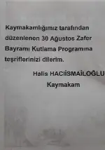 30 AĞUSTOS ZAFER BAYRAMI KUTLAMA PROGRAMI