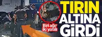 Motosiklet tırın altına girdi!