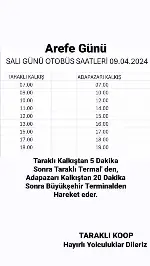Otobüs saatlerine bayram düzenlemesi