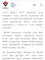 Taraklı'lı Kadir Kaan Erbaş 56. Uluslararası Kimya Olimpiyatlarına damga vurdu