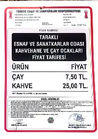 Çay ve Kahve'de Yeni Tarife