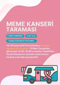 Ücretsiz Meme Kanseri Taraması! Bu Tarihi Kaçırmayın!