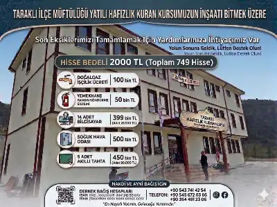 Taraklı Hafızlık Kur’an Kursu Tamamlanıyor